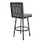 Armen Living Gem Swivel Modern Black Metal and Gray Faux Leather Bar and Counter Stool LCGEBABLGR30 - alternate 2